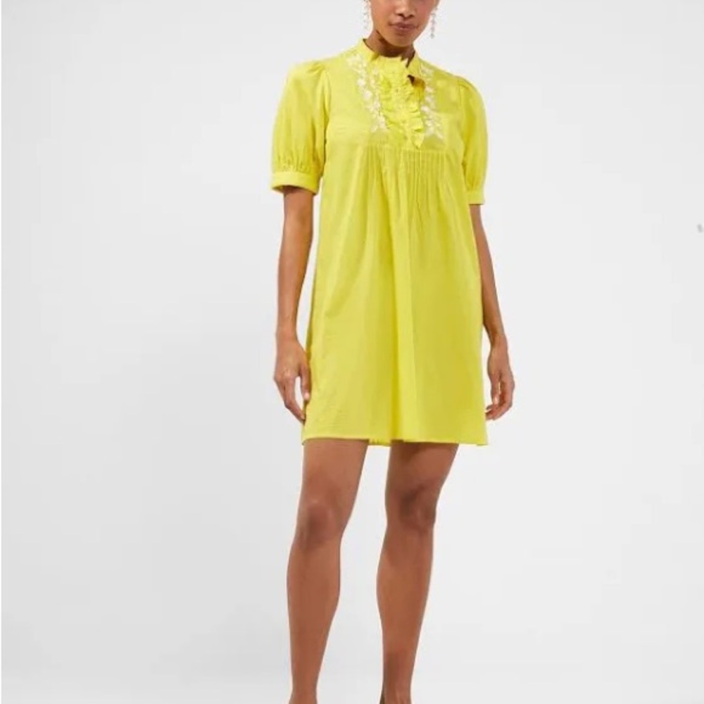 French Connection Dress Alowie Lawn Embroidered Tuck Dress